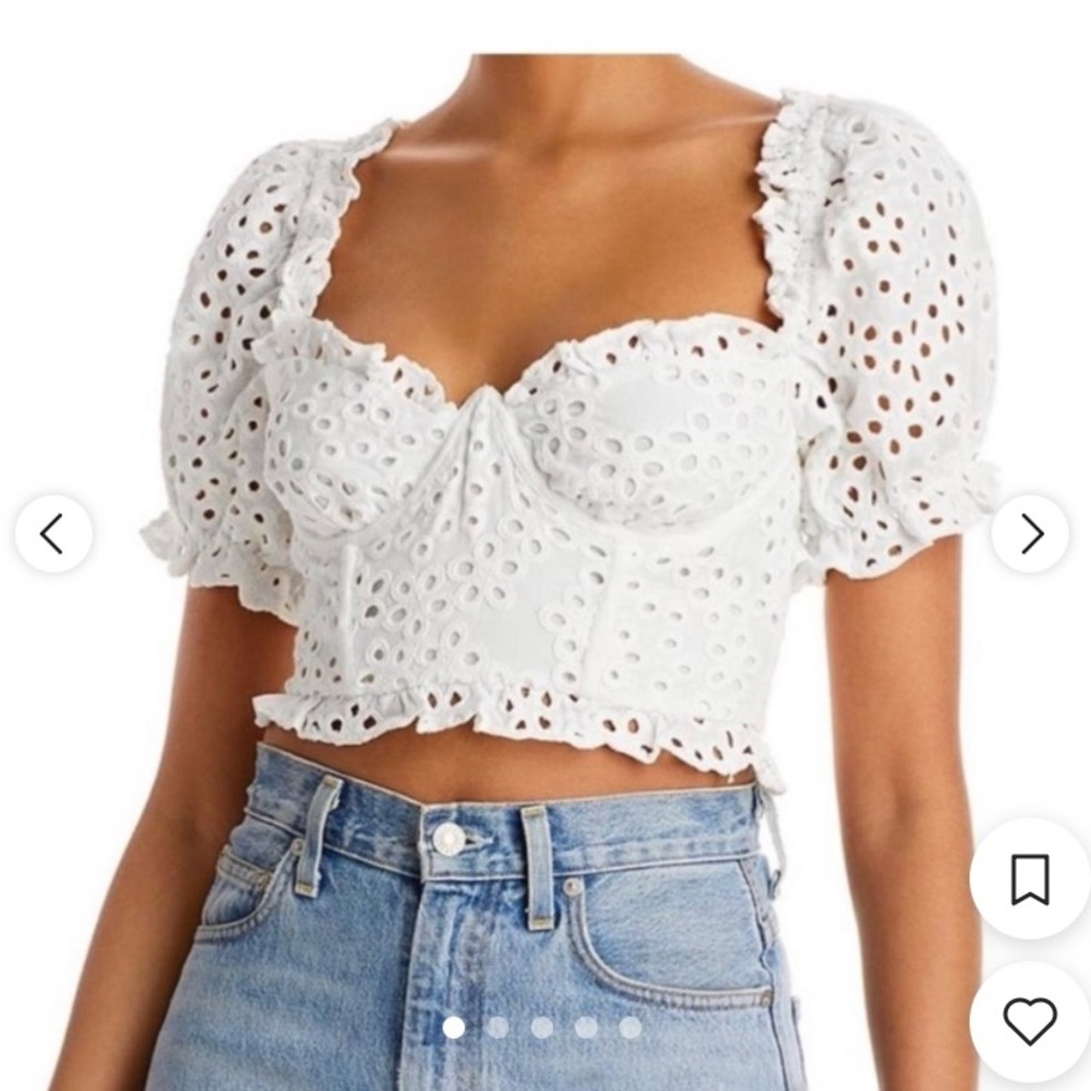 For Love and Lemons white eyelet crop top